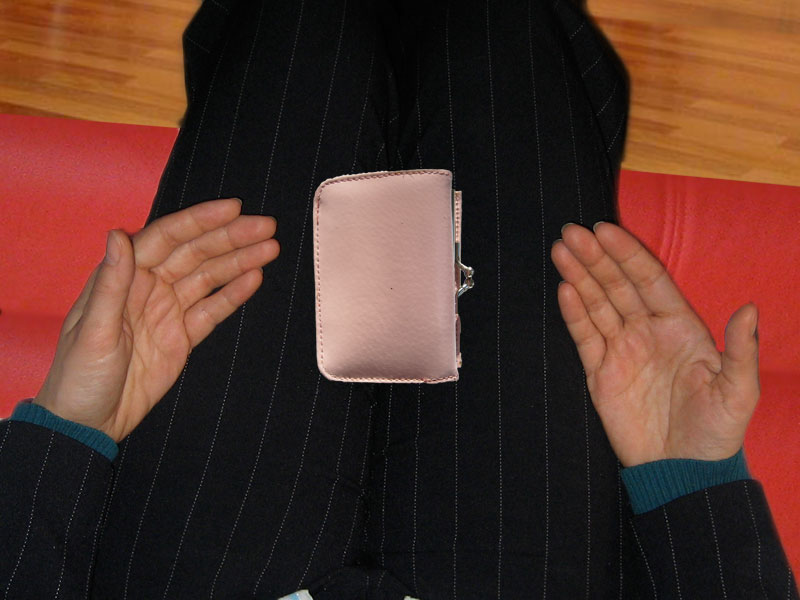 Purse with contact details